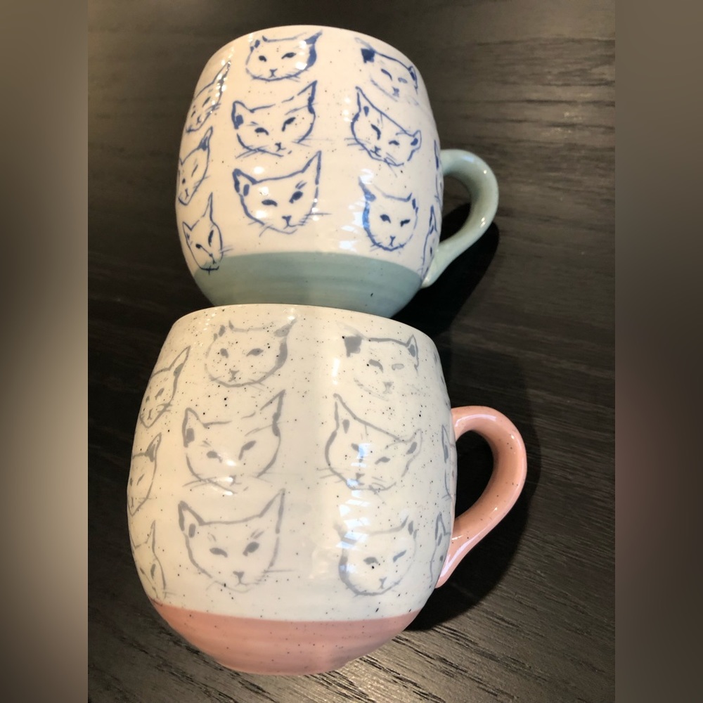 Anthropologie Cat Study Mugs (set of 2)